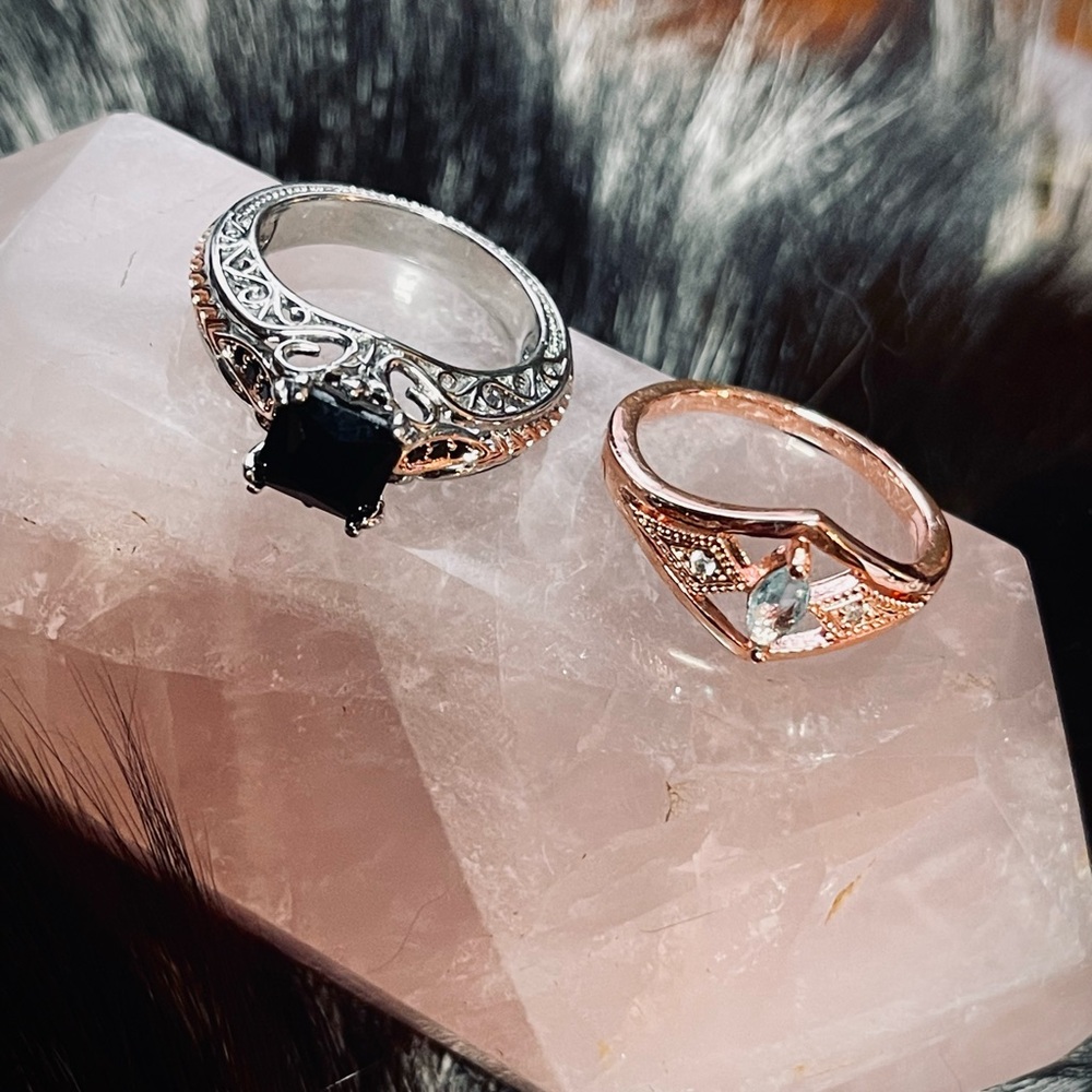 Elegant Silver and Rose Gold Women's Ring Set costume jewelry